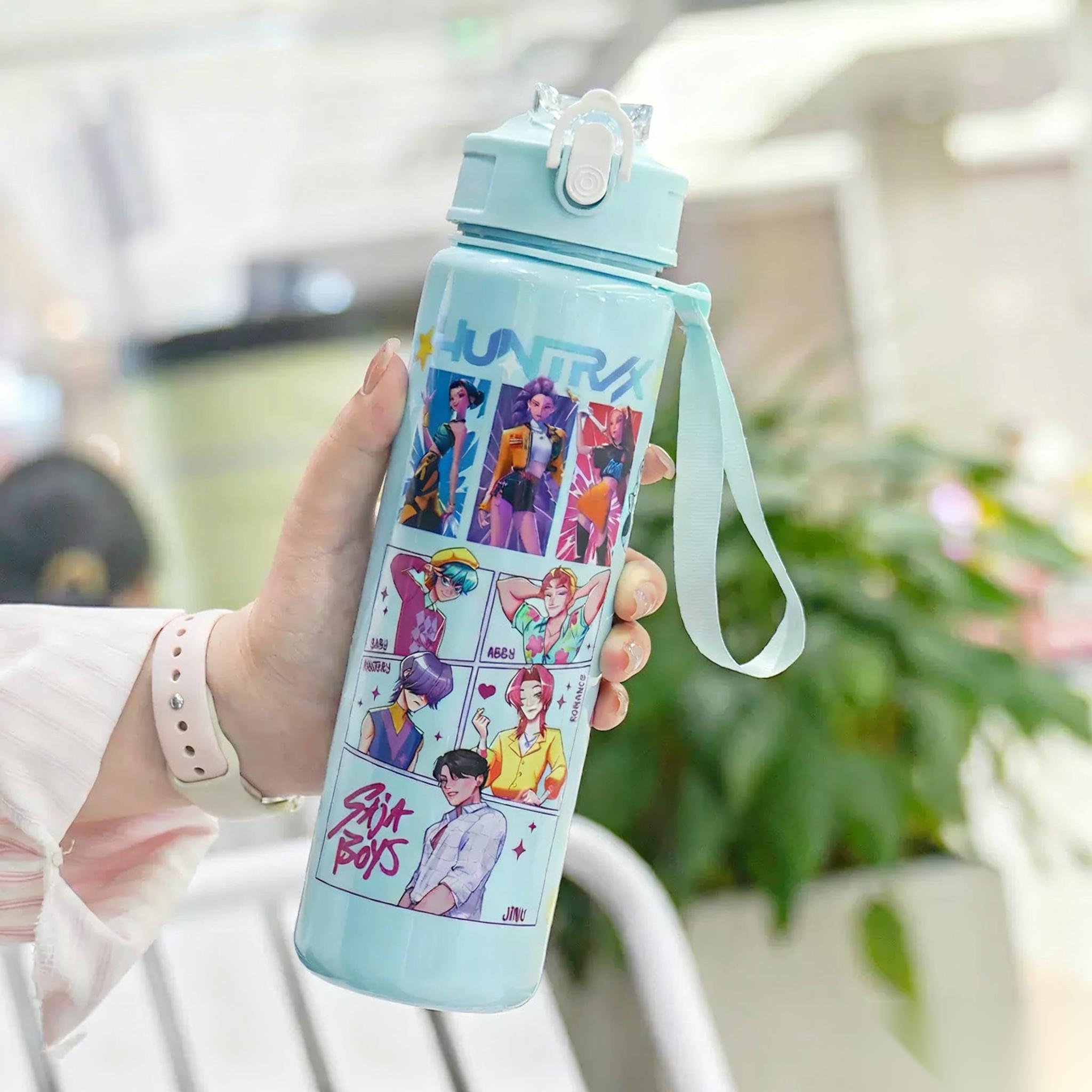 K-Pop Ghost Hunter Theme Totem Water Bottle Tumbler, Hard Plastic 700ML with Lid and Straw, Perfect Gift for Kids, Partners, Family, Friends