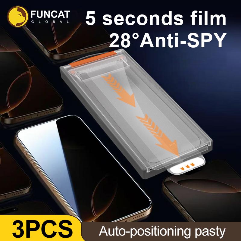 FUNCAT  【3PCS】Screen Protector Cabin; Dusk-free application,No bubble Superior protection For iphone 17/16/15/14/13/12 【3pcs A+ Reusable Cabin】 (High Definition/Anti-Spy)