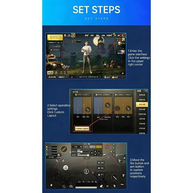 Mobile Game Controller Set, Ergonomic Grip Comfort, E-Sports Style Auxiliary Shooting Operation, Suitable for Smartphone Gamers