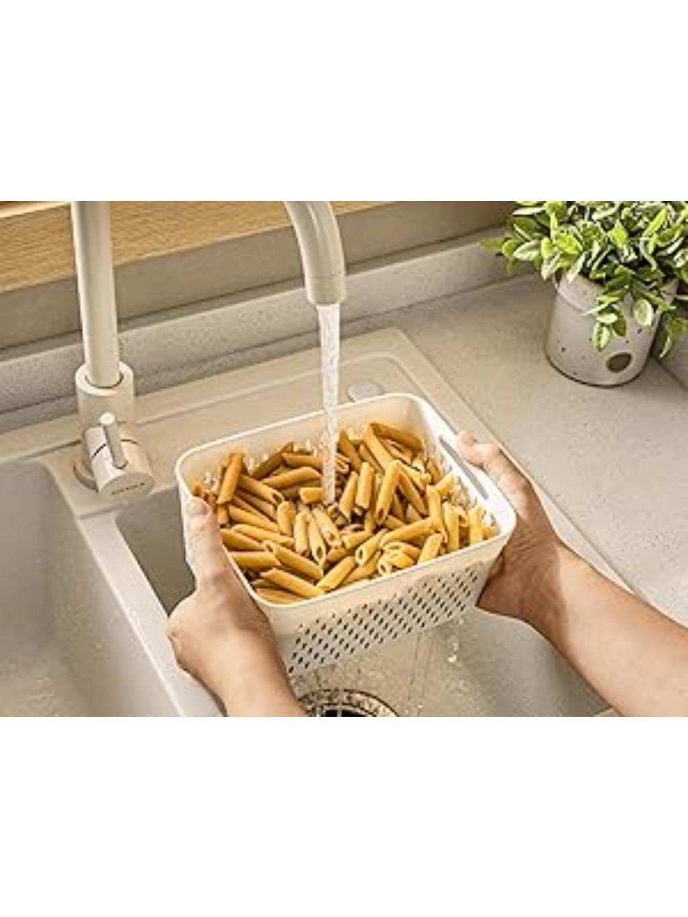 3 Pack Large Capacity Fruit Vegetable Storage Container with Detachable Drainer Basket BPA Free Refrigerator Safe Fridge Storage Organizer Dishwasher Safe Food Fresh Keeper for Berries Vegetables