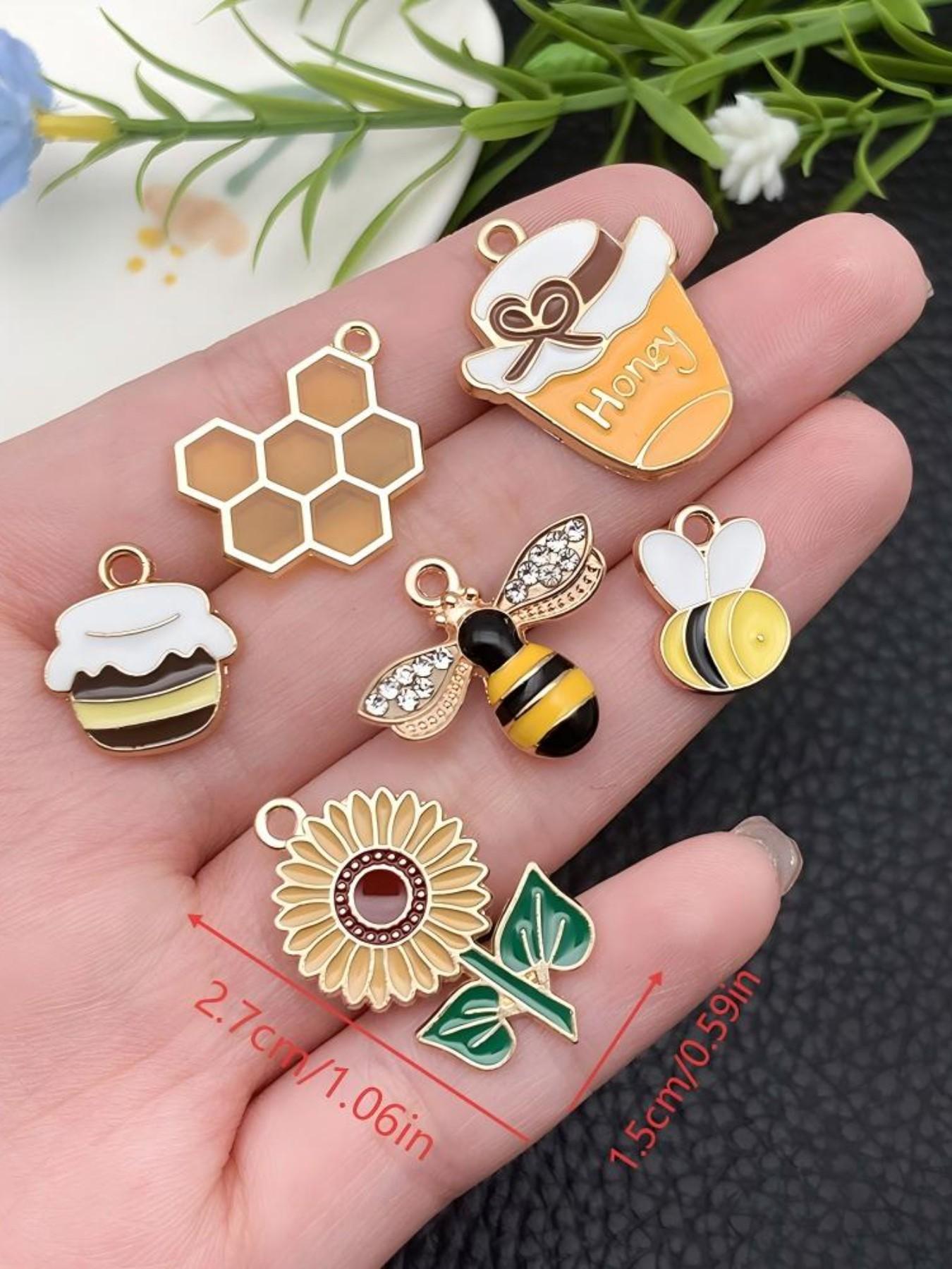 5 Piece DIY Alloy Oil Drip Jewelry Accessories Bee Insect Animal Pendants, Handmade Charm Bracelet Keychain Necklace Hanging Decorations