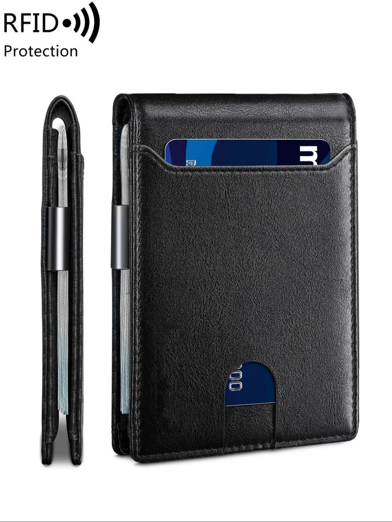 Men's Business Minimalist Fashion Durable Bifold Wallet, Simple Plain Thin Multifunction Credit Card Holder, Trendy Rfid Wallet for Work & Daily Use As Gift for Men