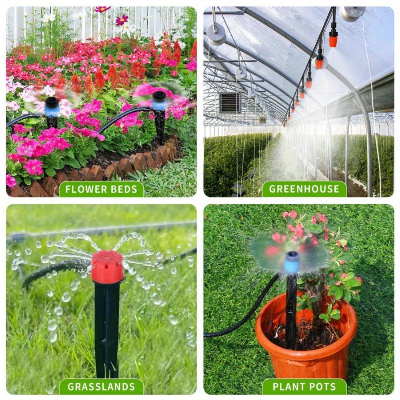 Drip Irrigation System Kit, 226ft Automatic Micro Irrigation Kit Patio Misting Plant Watering System with 1/2 inch 1/4 inch Drip Irrigation Tubing, Adjustable Nozzle Emitters for Garden Greenhouse