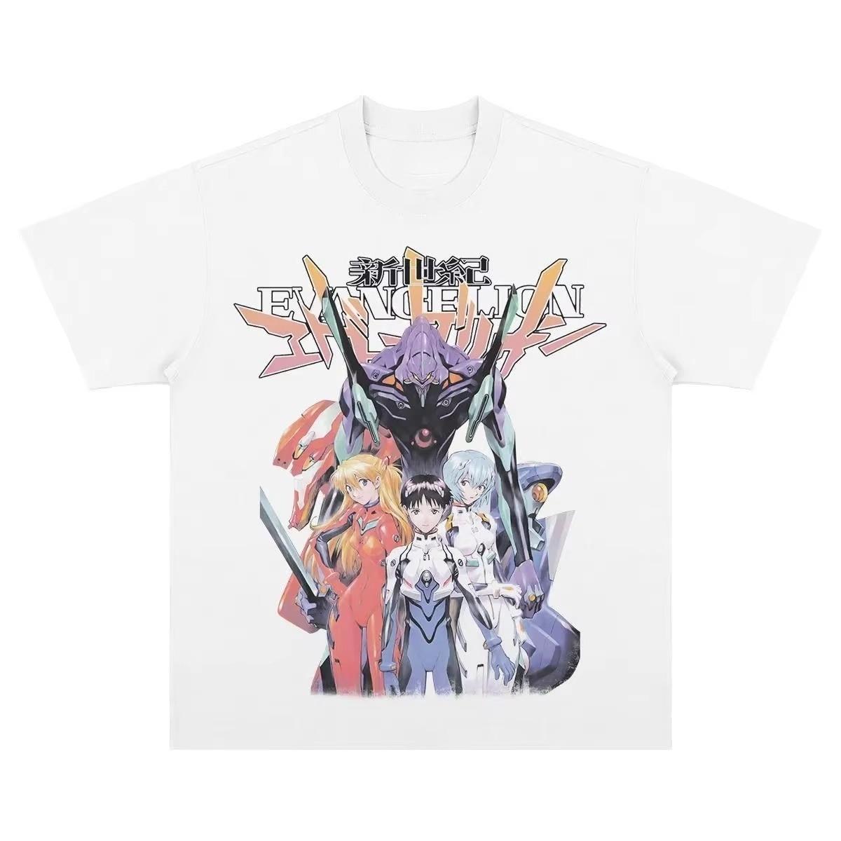 New Century Evangelion EVA Retro Anime Printed T-shirt Short Sleeve Men's and Women's Street Wear