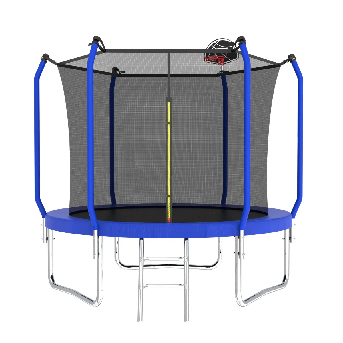 8FT Trampoline with Basketball Hoop,  ASTM Approved Reinforced Type Outdoor Trampoline with Enclosure Net