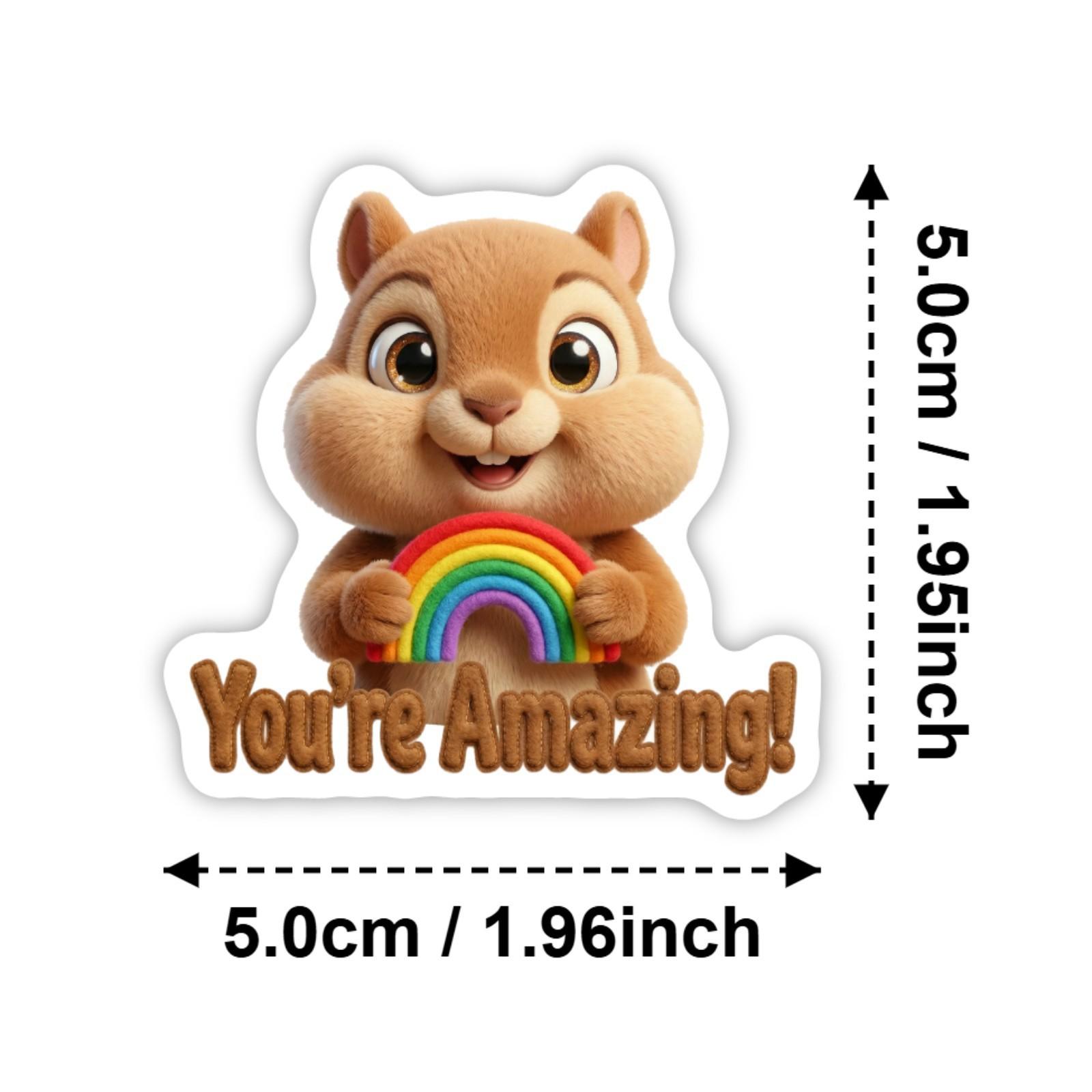 New 50-sheet set of 3D cartoon cute and adorable pet positive slogan stickers for waterproof cups and notebook decorative stickers