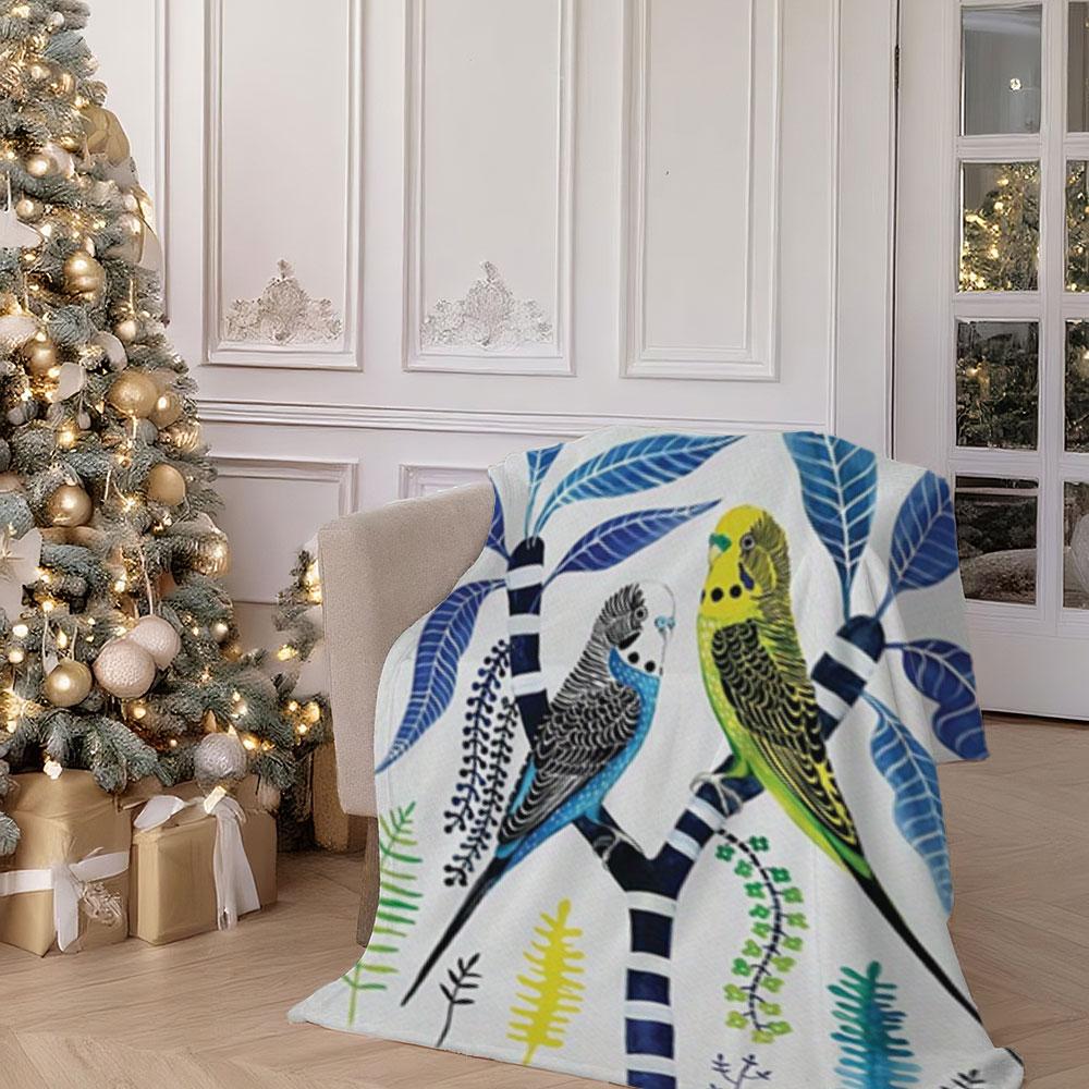 Blanket, single-sided printed, Chinese-style parrot 2D pattern, soft, comfortable, durable and odorless, thick fur blanket, bedroom warming blanket, couple exclusive blanket, extra-large sofa bla