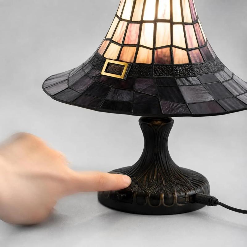 Colorful Glass Witch Hat Lamp, Handmade Vintage Resin Witch Light, USB Powered Magic Gothic Wizard Hat Nightlight, Spooky Halloween Home Decor Lamp, Bedroom and Bookshelf Decor Lamp, Decorative Lights