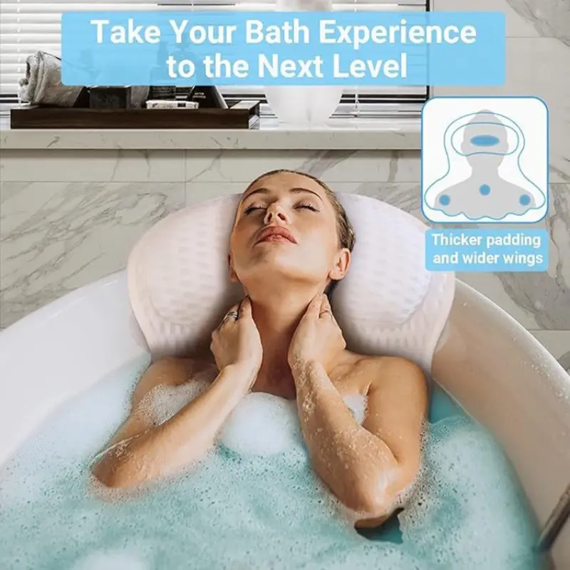 Luxury Butterfly Bath Pillow, Neck and Back Support, Soft 4D Mesh Material, Non-Slip Suction Cups, Comfortable Headrest, Perfect Bath Accessory
