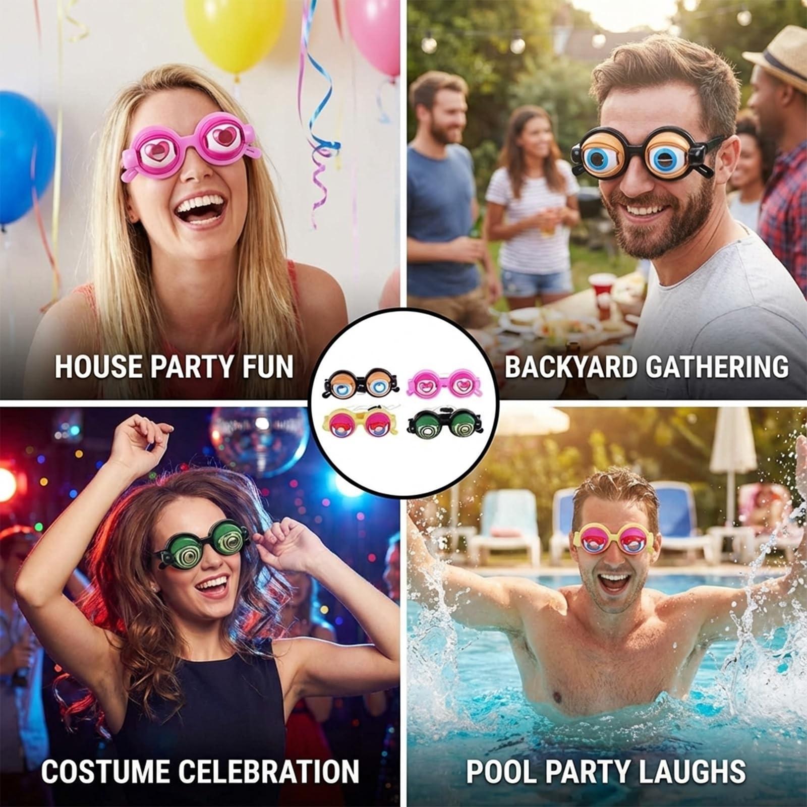 Funny Dynamic Glasses Set, Blinking Eyes, Pull String Design, Four Styles Party Props, Party Photo Prop, Adult Halloween Carnival Birthday Gifts, Masks, Accessories