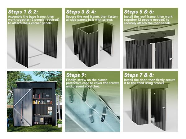 COMHOMA 5x3FT Shed Outdoor Storage Shed Metal,Lockable Door Tool Sheds with Sloping Roof,Steel Garden Shed with Air Vent for Backyard,Patio,Lawn