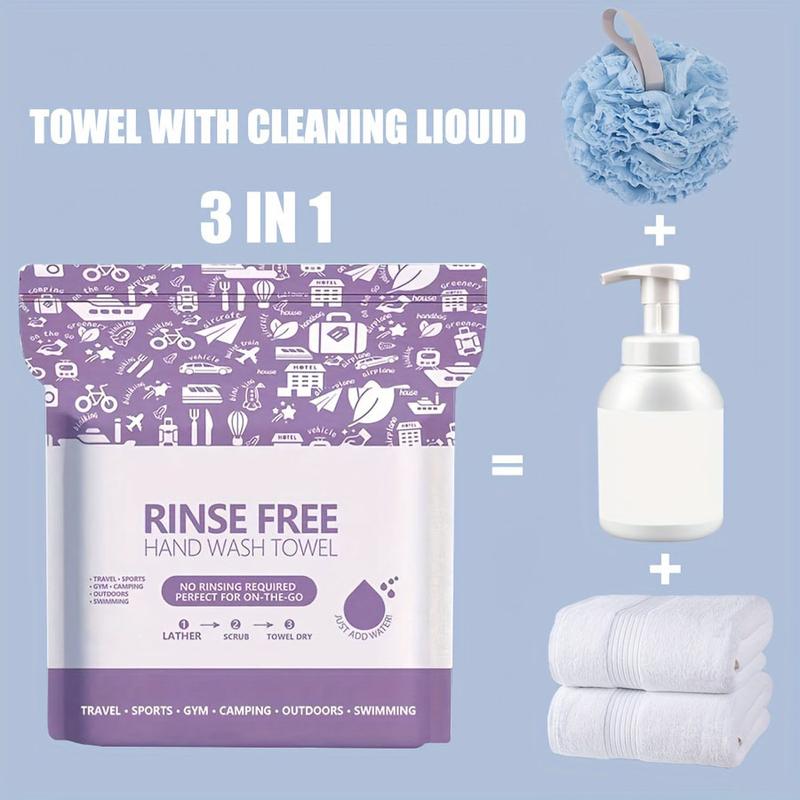3PACKS Disposable no-rinse shower wipes，Bath Towel with built-in body wash, all-in-one shower towels. Simply wet, rub to lather, and wipe off the foam—no rinsing required. Quickly cleanse your body anytime, anywhere,30*30cm(11.8*11.8in)