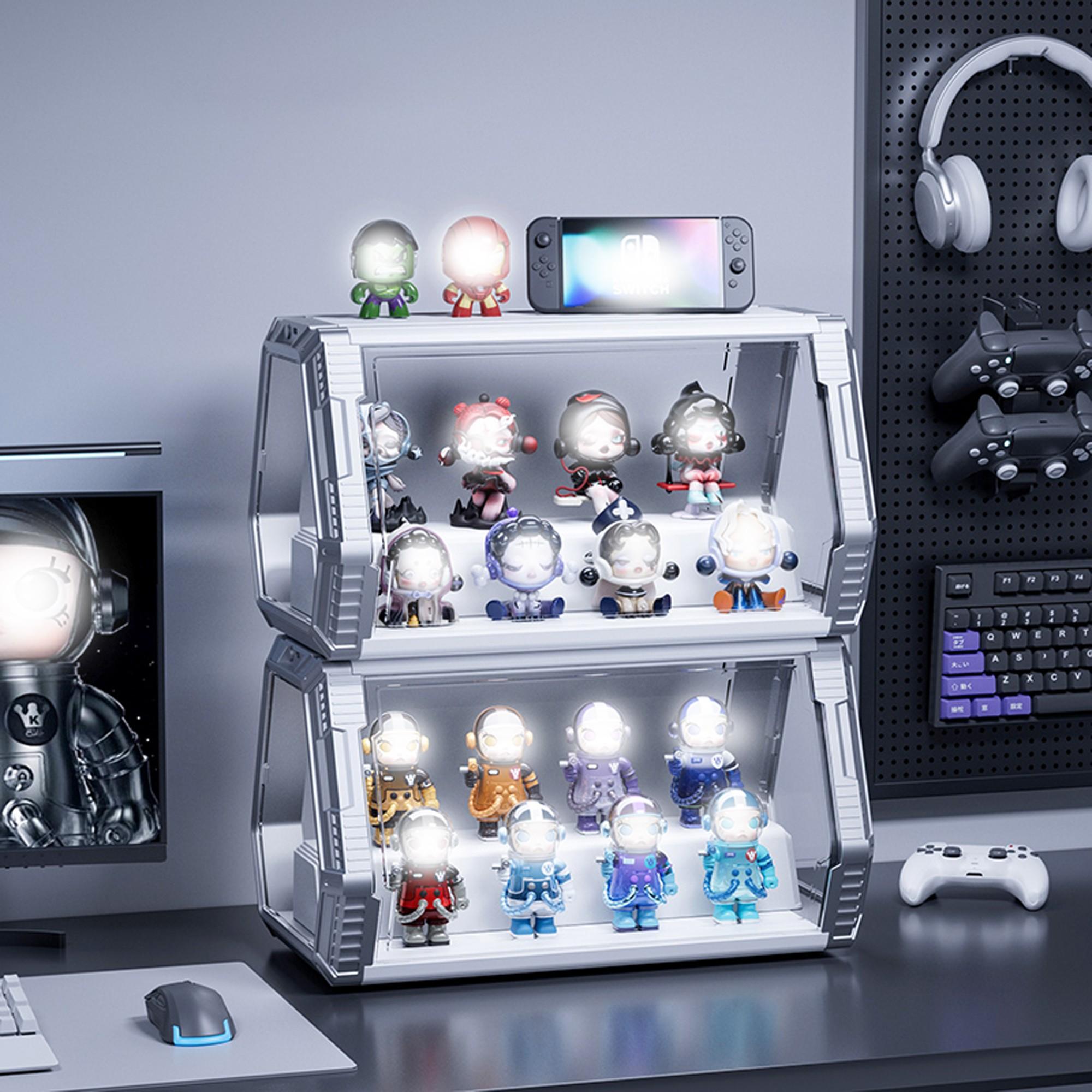 Space Pod Doll Display Case, Stackable DIY Building Blocks, Home Decor, Storage for Figurines and Plushies, Collectible Companion, Collectible Figures