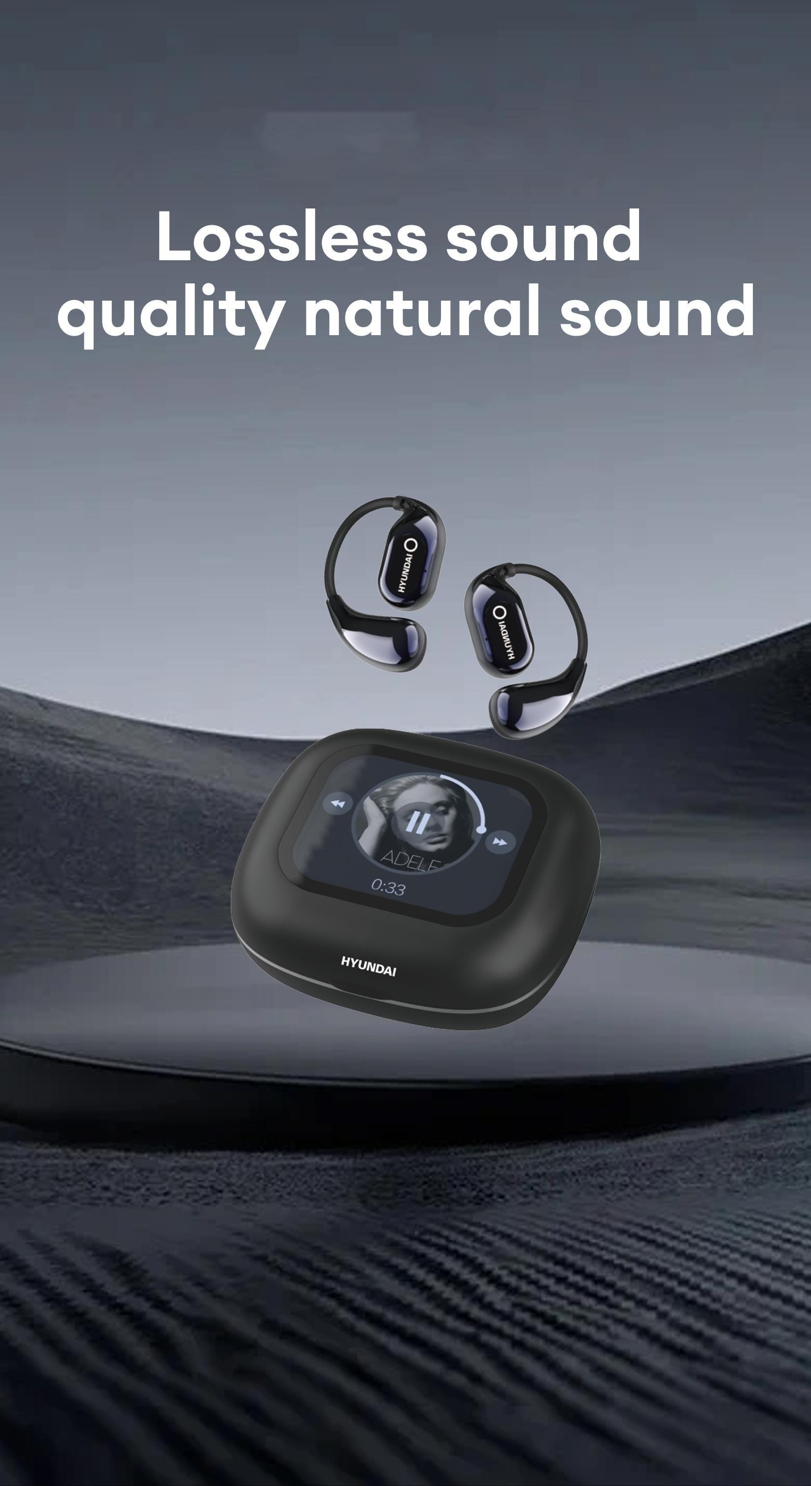 HYUNDAI HY Q18 Pro Electronic Earbud Bluetooth Headset with Full Color Touch Screen, Audio Wireless Headphones for Music & Phone Calls