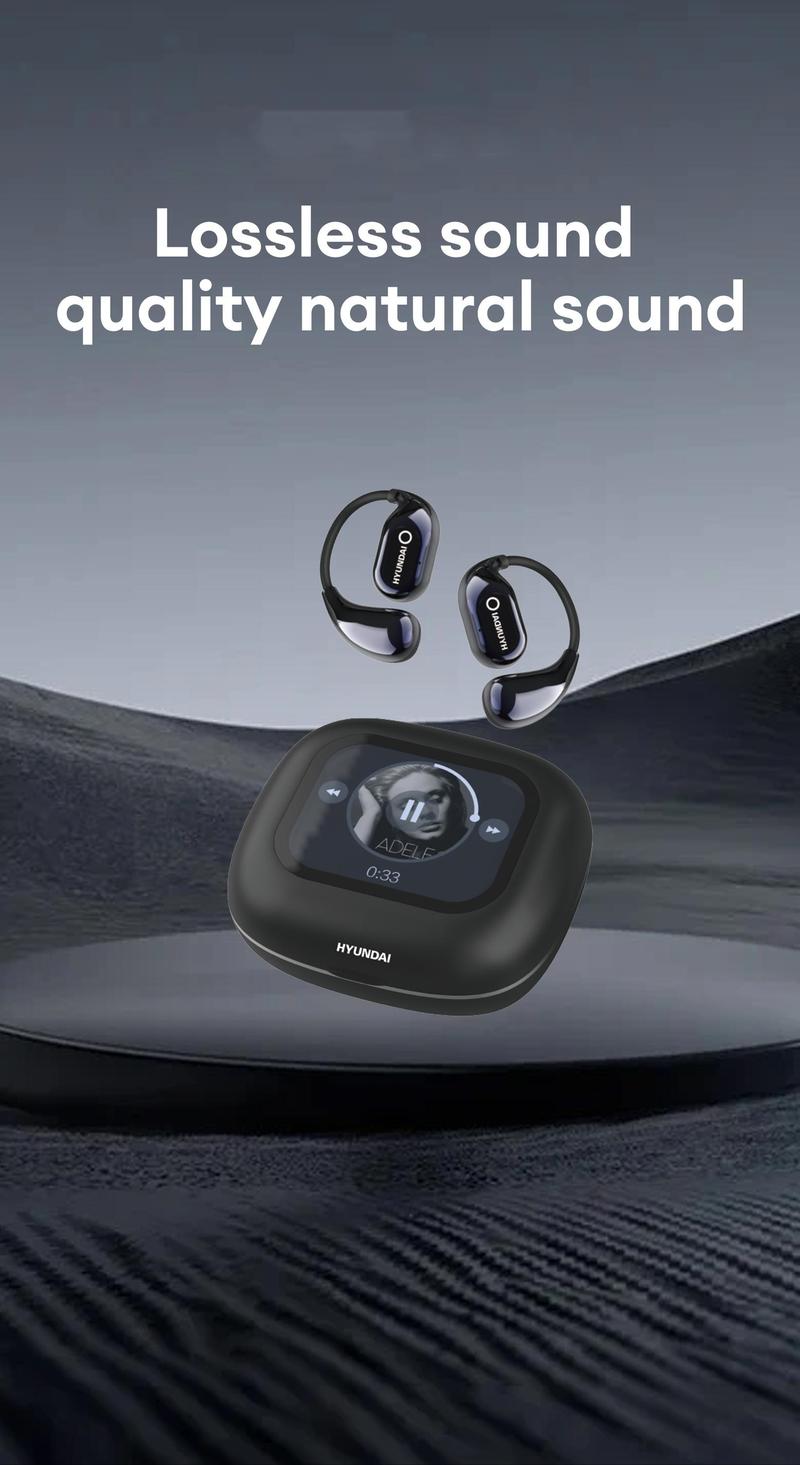 HYUNDAI HY Q18 Pro Electronic Earbud Bluetooth Headset with Full Color Touch Screen, Audio Wireless Headphones for Music & Phone Calls