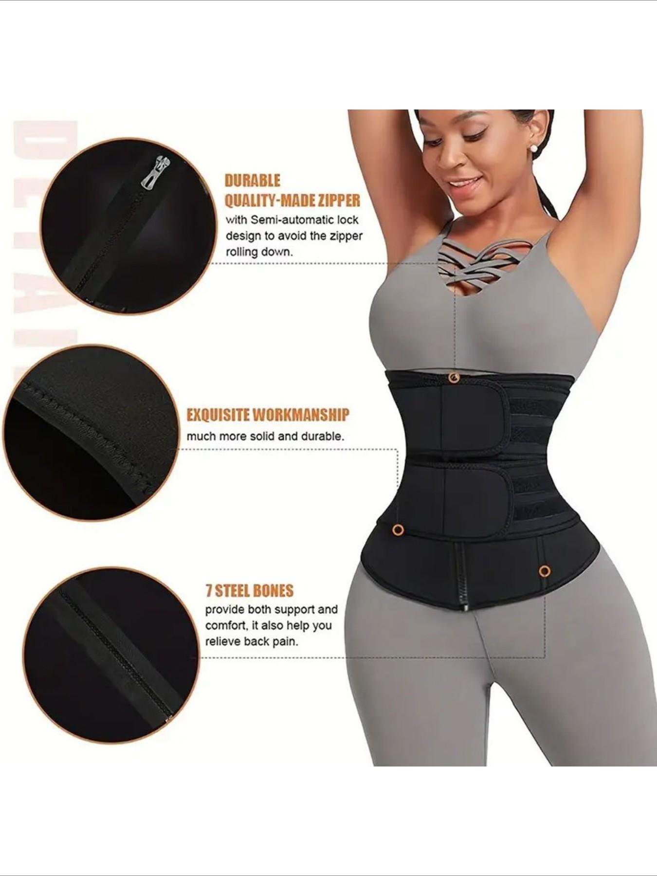 Waist Trainer for Postpartum Recovery, Dual Waist Belt with Zipper Closure, Sweat-Inducing Exercise Band, Belly Control & Body Shaping