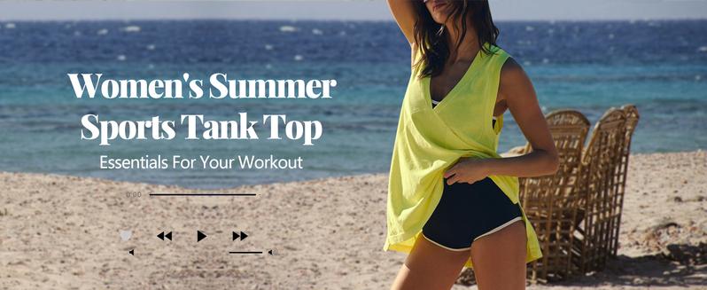 Tanming Women's Lightweight Tank Vest Top patch pocket Oversize Workout V Neck Sleeveless Athletic Running Shirts Gym Clothes