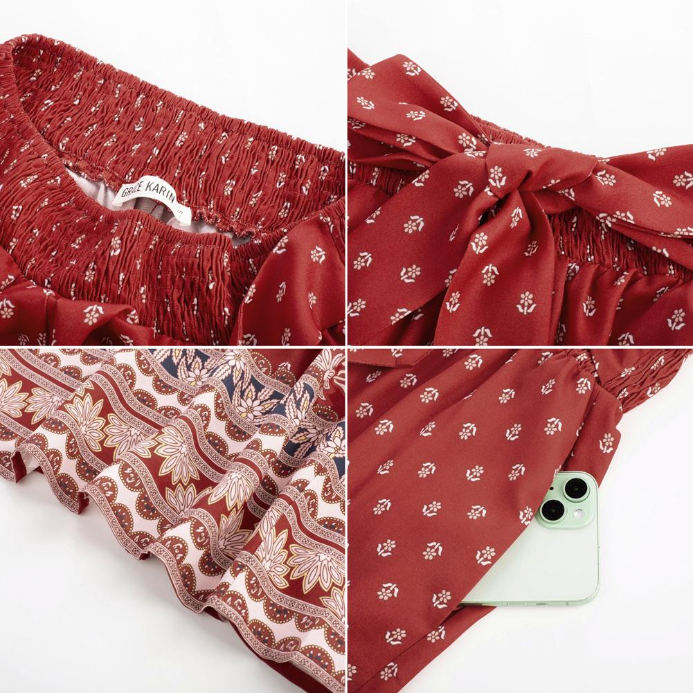 Grace Karin Women Elastic Waist Flared Pants Casual Vacation Full Length Bell-Bottoms SpringStatements