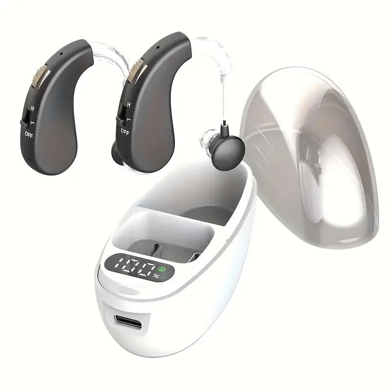 Over-Ear Hearing Aid Earphone with Rechargeable Battery Comfortable Silicone Earmuffs Suitable for Adults Indoor Outdoor Use Durable Design for Clear Sound