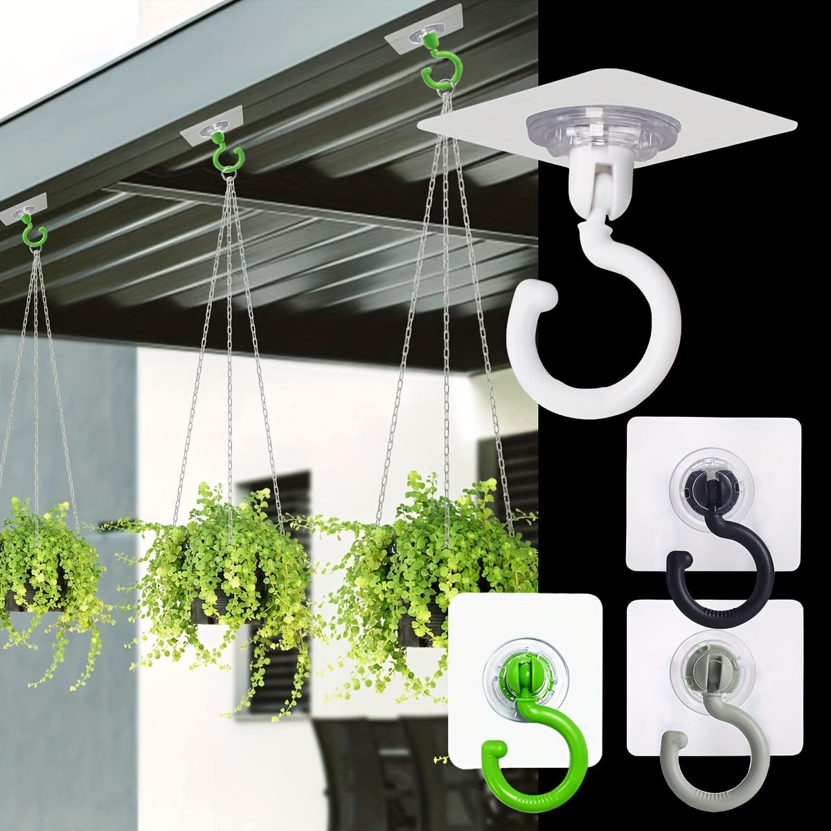 [No Drill] Rotatable Adhesive Ceiling Hooks | 5pcs | Plastic | No Drill, Easy Install | Home & Garden Decor, Hanging Plant Hooks, Plant Hangers | Modern | Self Adhesive Hooks