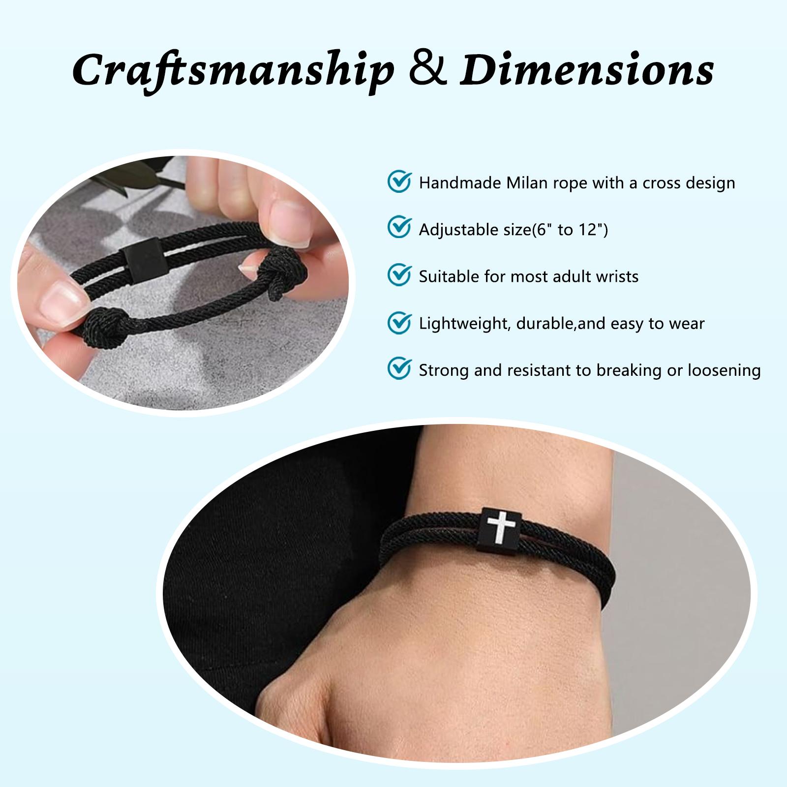 2pcs Adjustable Rope Cross Bracelet Braided Christian Bracelet for Men Women Teen Girls Fashion Jesus Bracelets Christian Baptism Gift