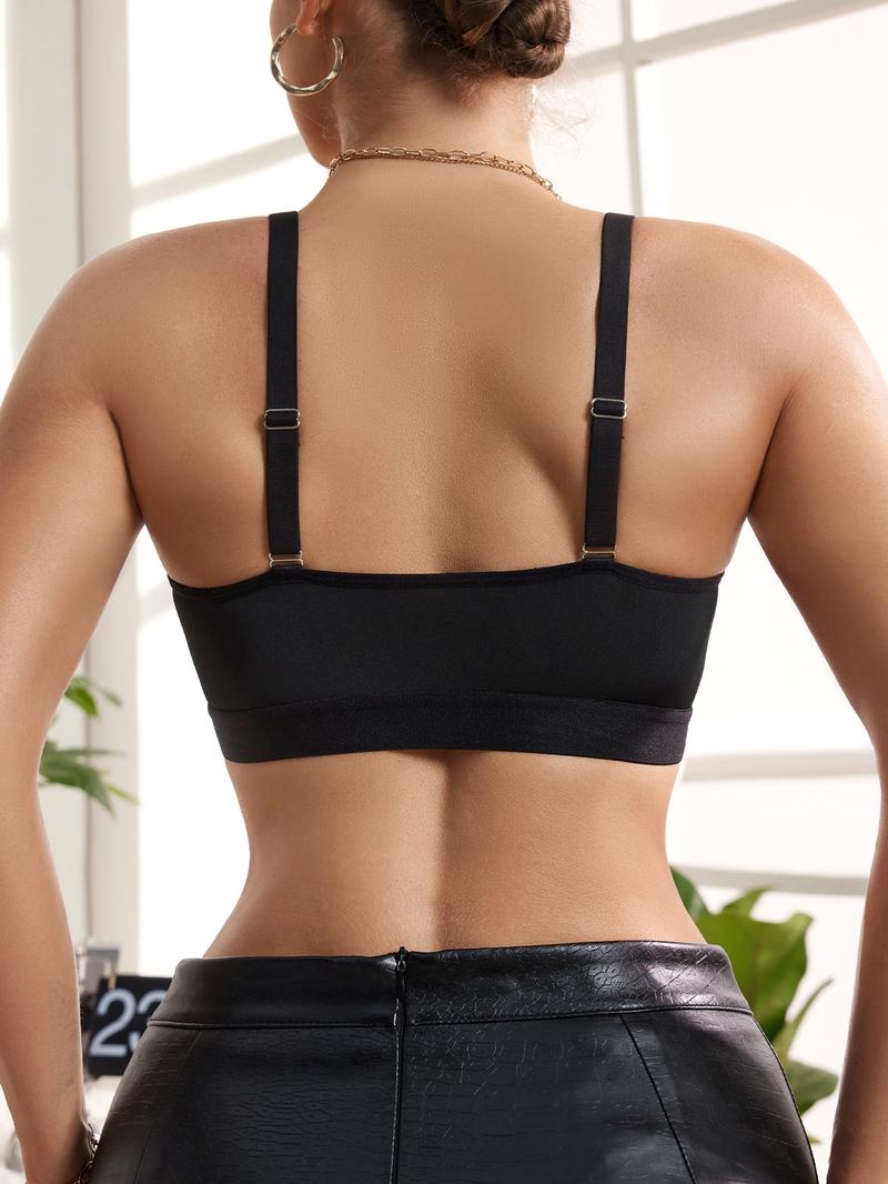 Women's Sexy Lace Bralette Set, Wireless Front Buckle Design, Medium Support, Unlined, Plain Pattern, All Seasons