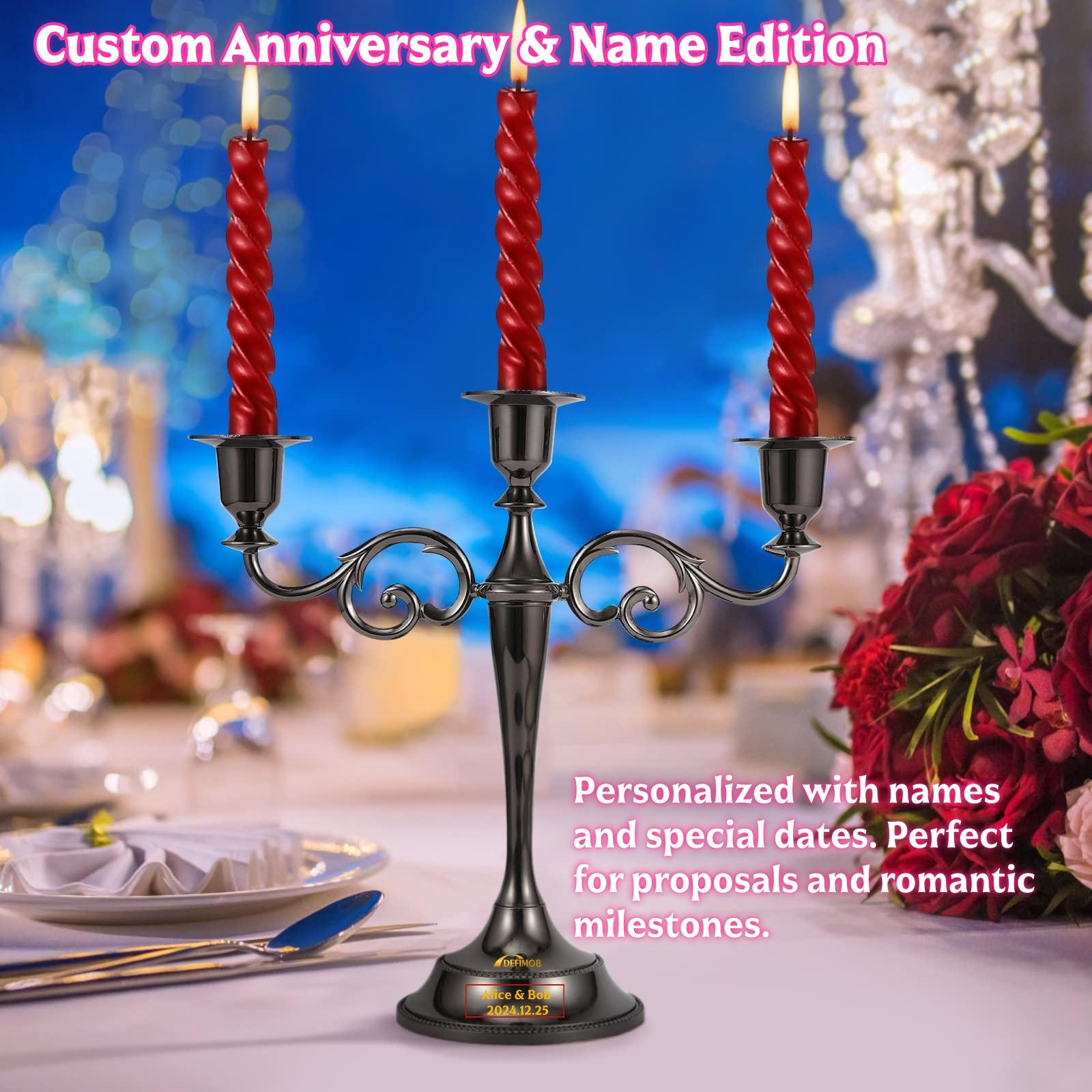 Dandat Black 3-Arm Candlestick | Gothic Metal Taper Candle Holder Modern Industrial Style Centerpiece for Home, Kitchen, Wedding, Anniversary & Hotel Decor