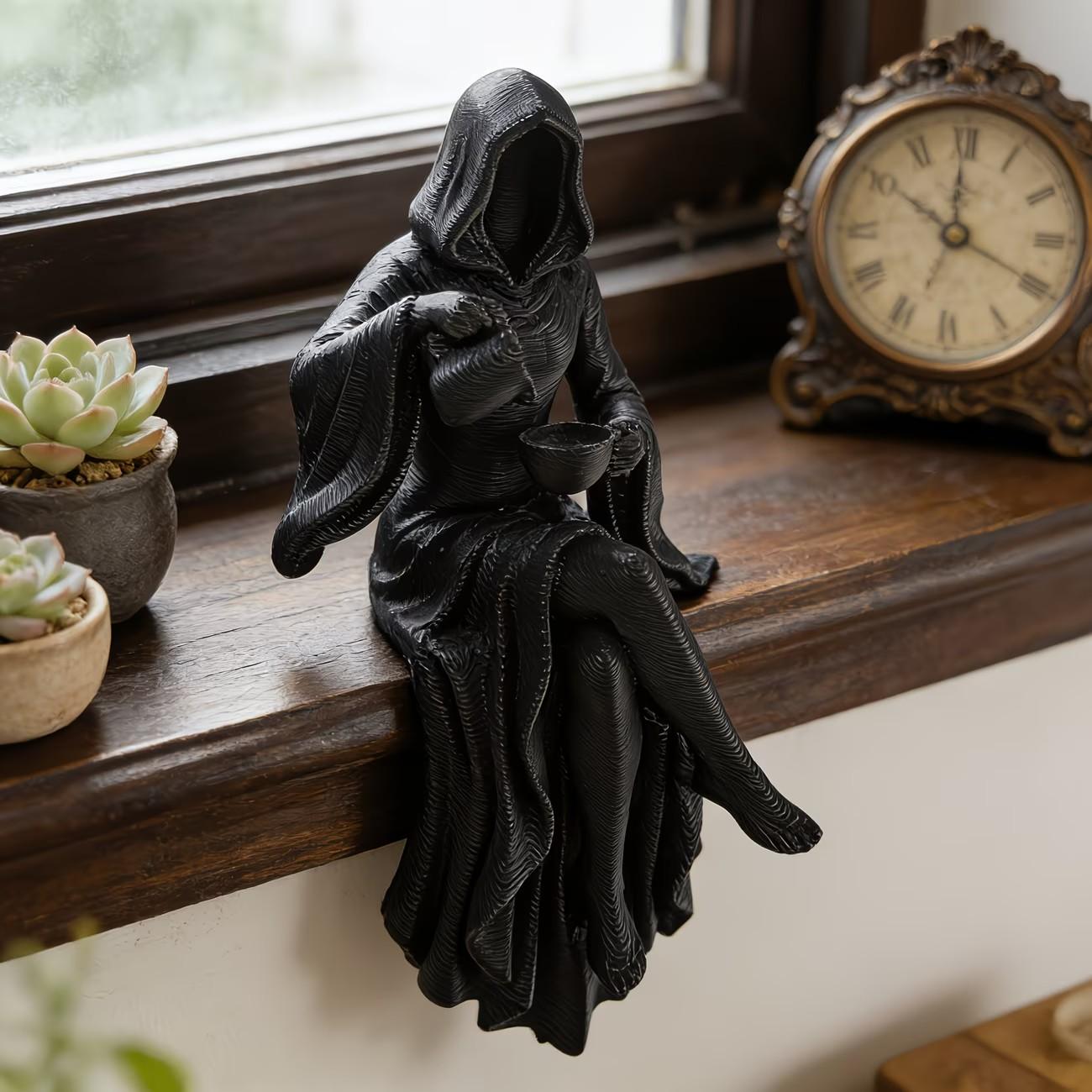 Dark Gothic Death God Sculpture, Craft Decorative Figurine, Unique Gift for Horror Fans, Medieval Goth Art Piece, Trendy Collectible, Collectible Figurines