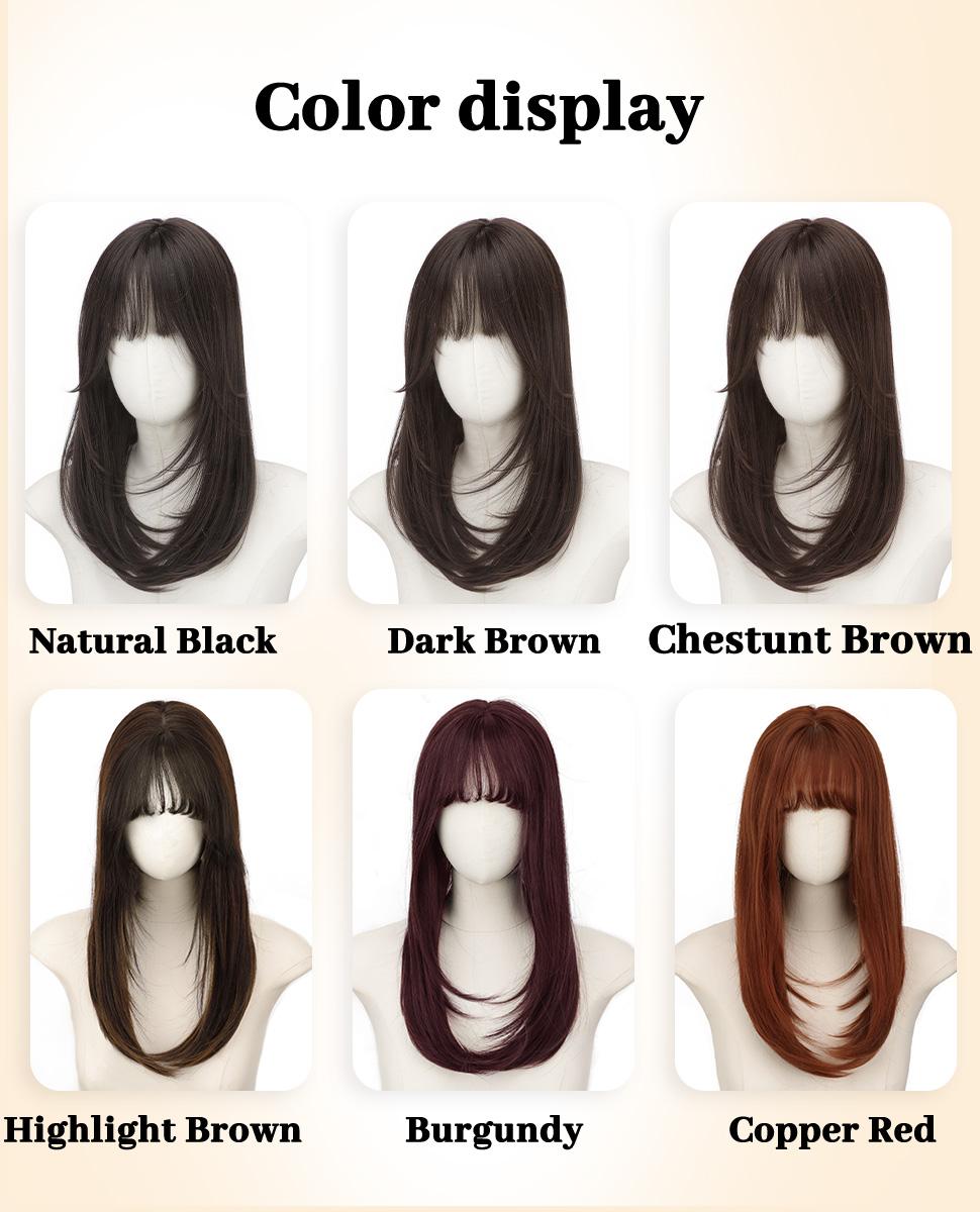 【ORSUNCER HAIR] Dark Brown Hair Toppers for Women with Thinning 3D 360° Cover Clip in Wispy Bangs Upgraded Adjustable Bandage 18 Inch Long Layered