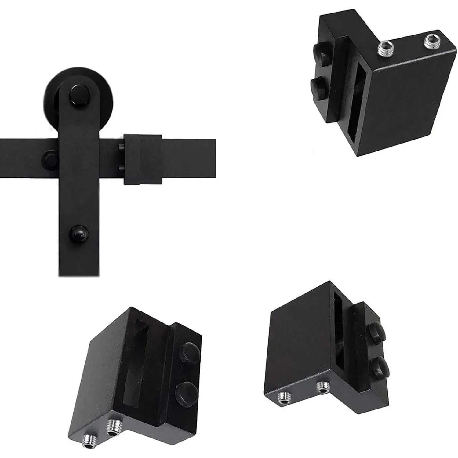 2PCS Barn Door Stopper, Sliding Door Hardware Accessory for Flat Track, Black Finish, Easy to Install, Replacement for 1-7/16 to 1-5/8 Inch Width, 1/4 Inch Thick Flat TrackGift