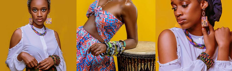 HZMAN Mix 5 Wrap Bracelets Men Women, Hemp Cords Wood Beads Ethnic Tribal Bracelets, Leather Wristbands Boho Style Jewelry Trendy Stack Bangle