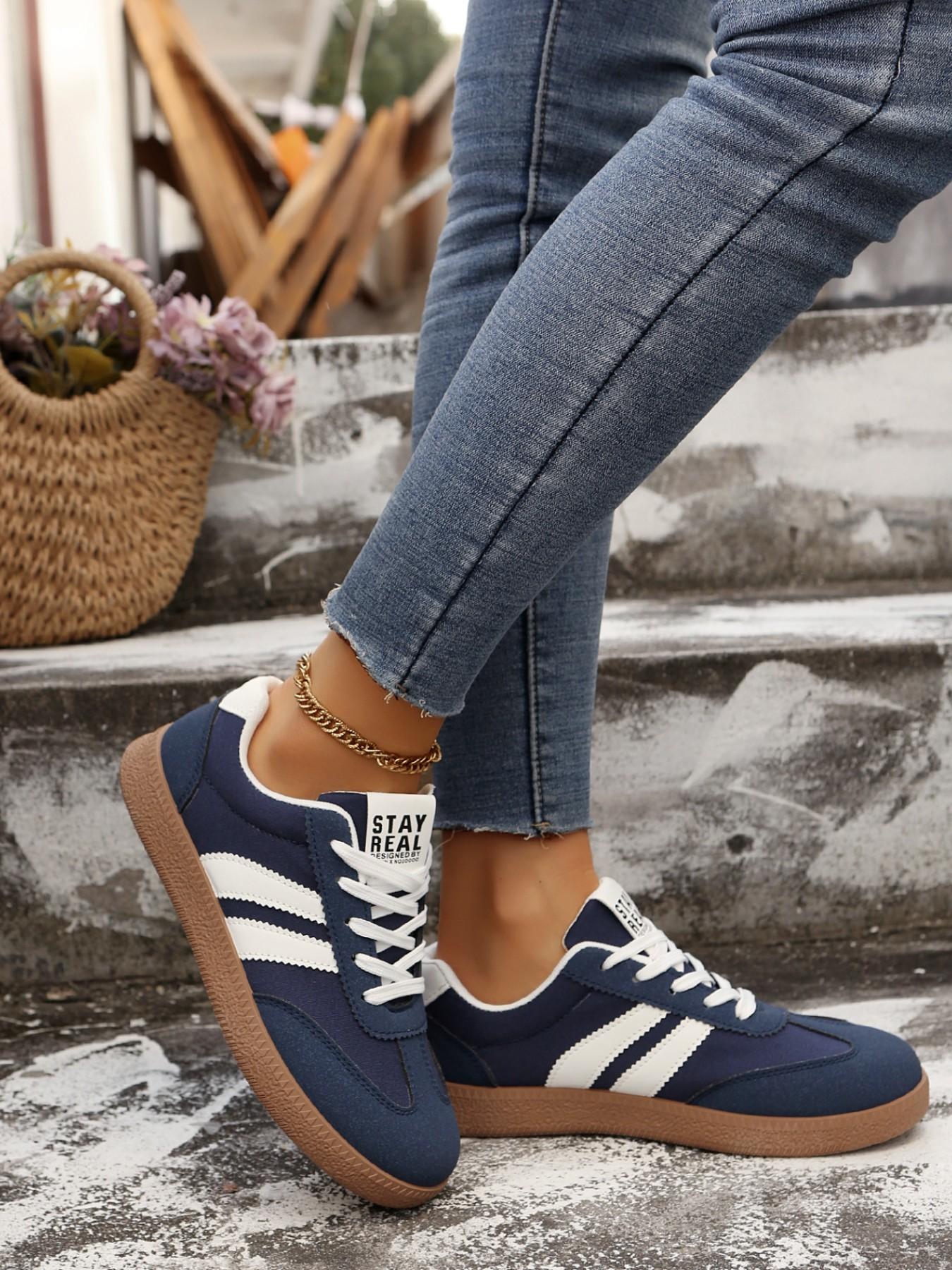 Women's Spring Fall New PU Textile Patchwork Design Sneakers, Trainer, Breathable Comfort Casual Low Top Walking Shoes, Anti-Slip Non Slip Thick Sole Lightweight
