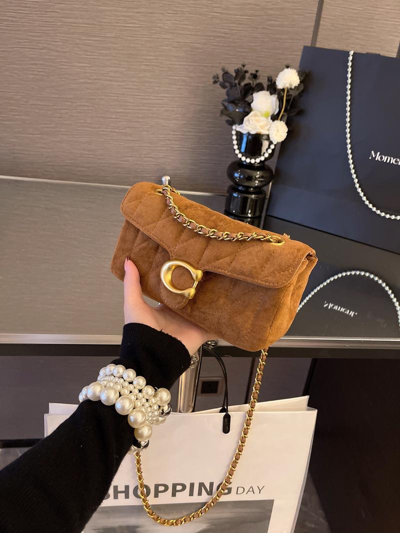 Vintage Luxurious Suede Underarm Bag for Women, 2026 New Faux Suede Commuter Chain Crossbody Shoulder Bag, Versatile Single Strap Handbag