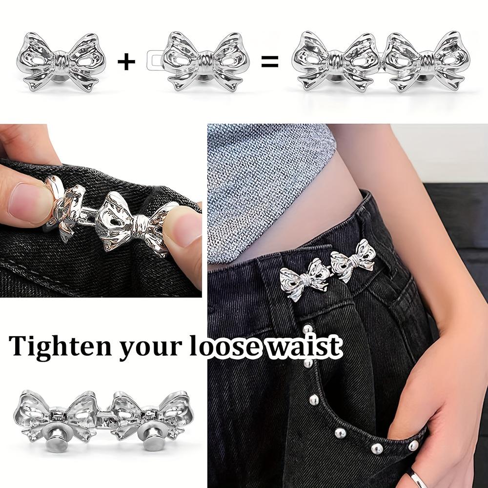 Women's Waist Tightener Button Clips, 8 Pack Gold Flower Decorative Snaps, Adjustable No-Sew Jean Buttons for Pants, Button Clips Snaps,travel essentials,camping essentials tiktokshopbacktoschool