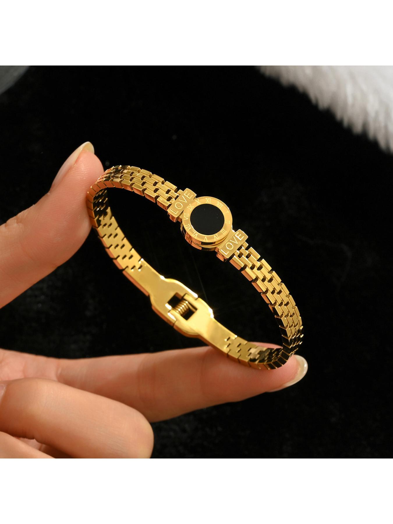 2026 New LOVE Gold Watch Bangle, Roman Numeral Dial, Stackable Essential