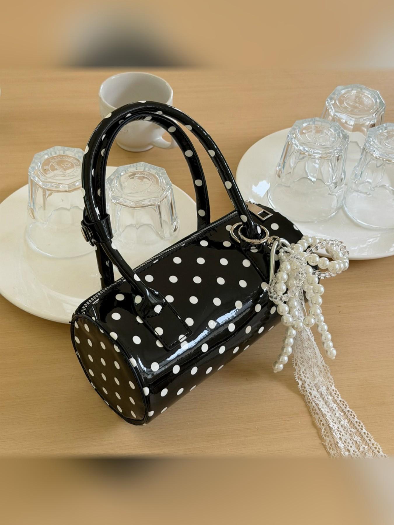 2026 New Fashion Polka Dot Handbag for Women, Elegant Daily Shoulder Bag, Commute Casual Fashionable Crossbody Bag, Versatile Canvas Baguette Bag