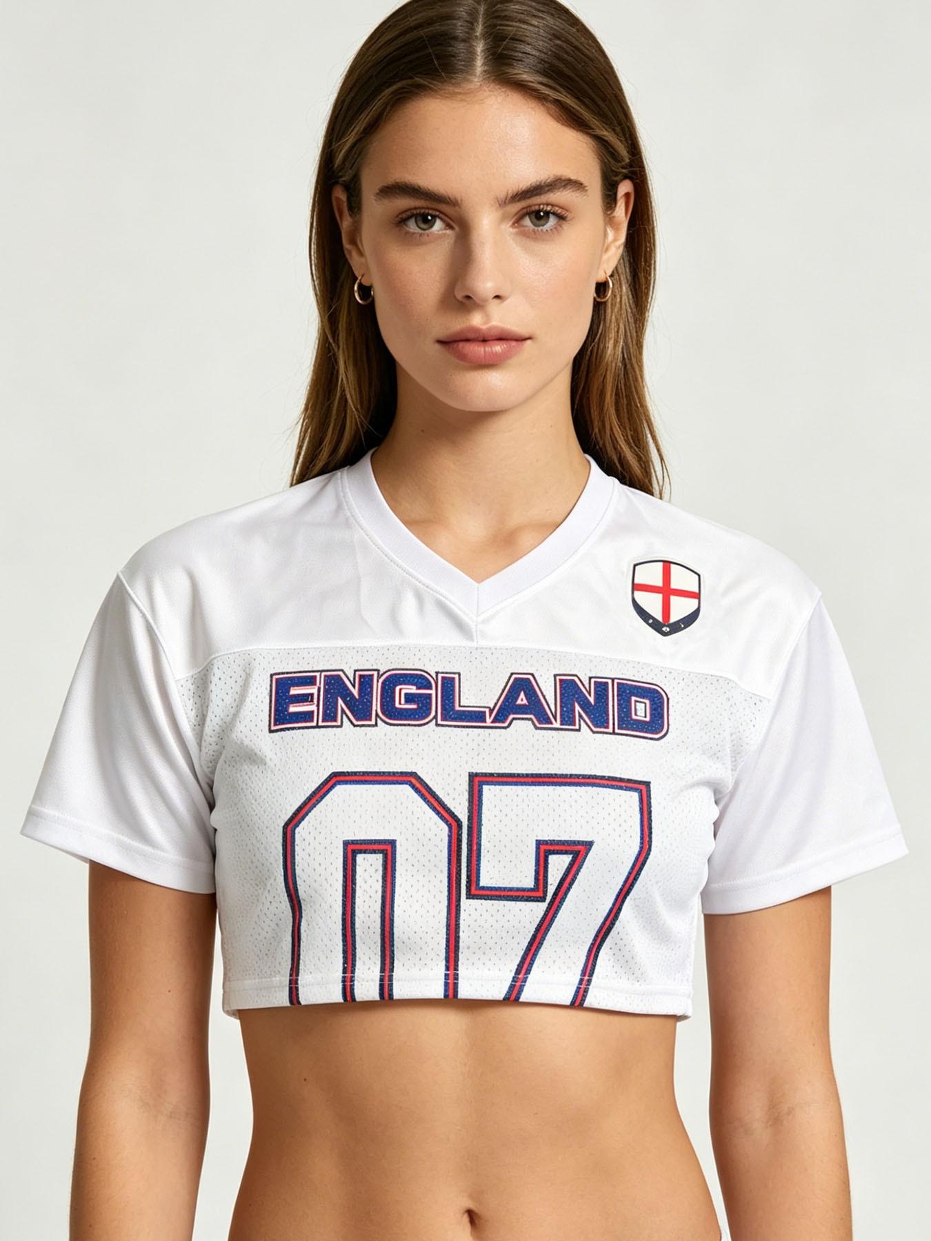 Women's Cropped Soccer Jersey Mesh USA Mexico Argentina Canada Portugal England Venezuela Dominicana Y2K Football Crop Top Casual Sporty Top Short Football Jerseys Casual Sports Jersey