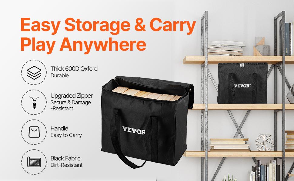 VEVOR Tumbling Timber Toy, 54 Blocks Large Tumble Tower Blocks Game, Pine Wood Tumbling Tower Game with Carry Bag and Scoreboard, Wooden Stacking Game, Tumble Tower Family Games for Indoor/Outdoor