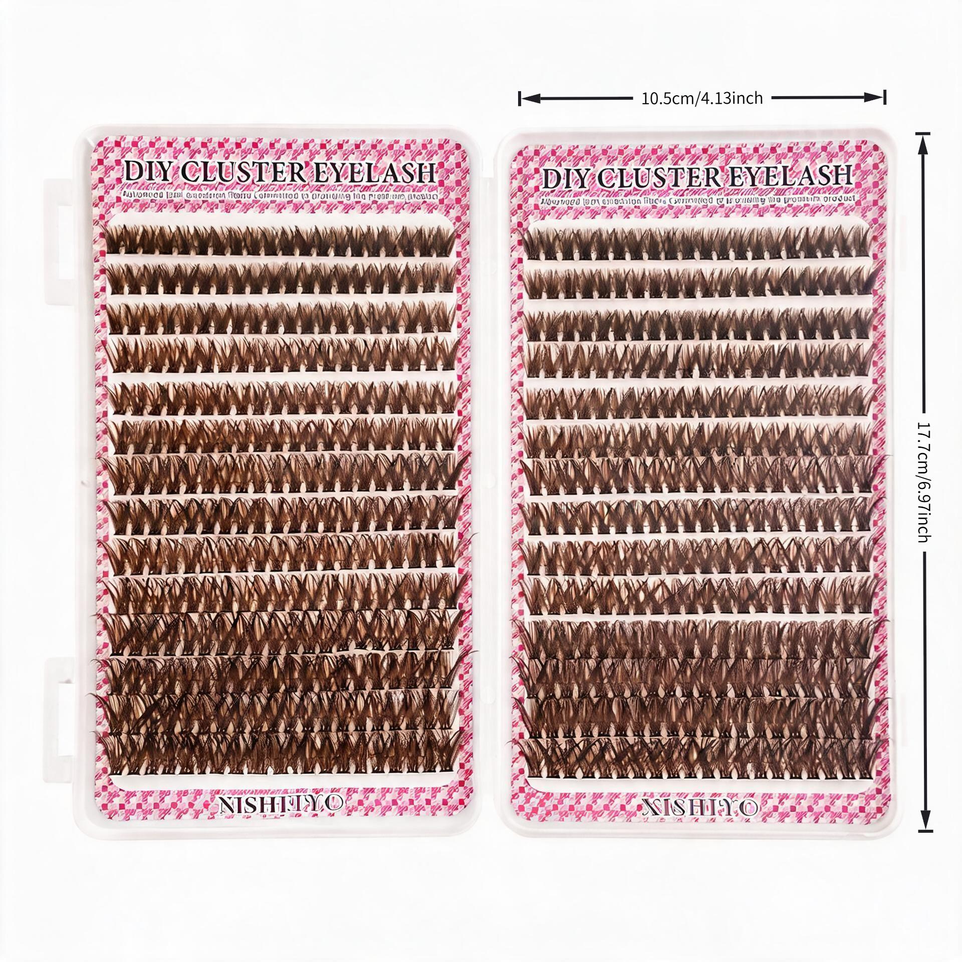 560PCS Brown D-Curl DIY Eyelashes Clusters, Eyelash Extension, Lashes Cluster Extensions, 80D, 8-16mm Mixed Lengths, 0.07mm Thin Band, Natural Fine, Soft & Lightweight, Perfect for Daily, Sports, Dates, Weddings