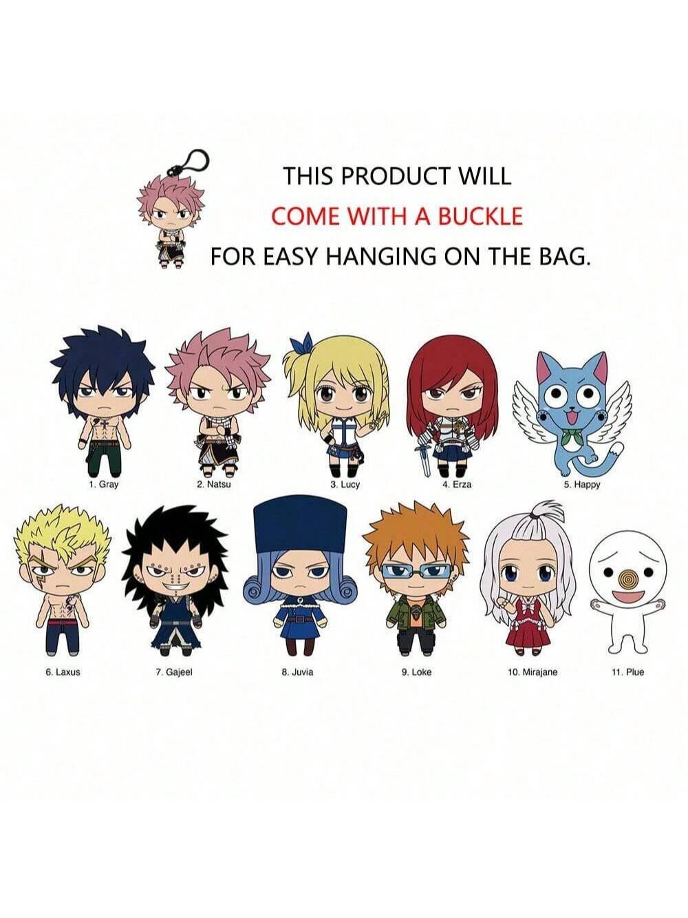 FAIRY TAIL Officially Licensed 3D Anime Character Series Mystery Bulk Bag Clip Keychain Random One Natsu and Gray or Other Characters For Mom and Friends Back to School and Anniversary Gifts