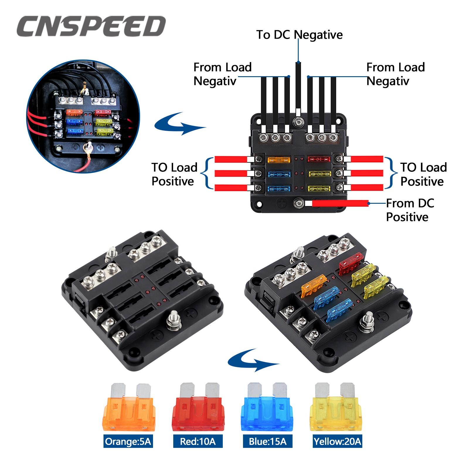 6 Way 12 Way Car LED Blade Fuse Box Seat 12V 24v Automotive Distribution Relay, Durable Vehicle Electrical Accessory, Universal Fit