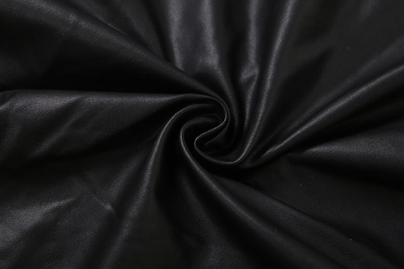 DOUCIU Classic Retro Matte Tight Sexy Hot Street Personality Cool Versatile Bar Party Women'S Thin Solid Color Zipper Long-Sleeved Top Shorts Two-Piece Set Womenswear