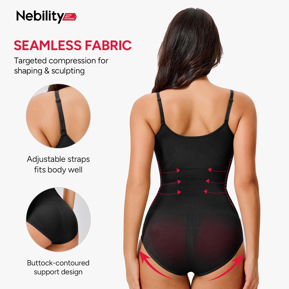 Nebility Women's Basic Comfortable V Neck Sleeveless Camisole Bodysuits Tops Minimalist Womenswear for All Season Bust Bodysuit High Compression Shapewear Shapewear Lady Body Sculpting Compression