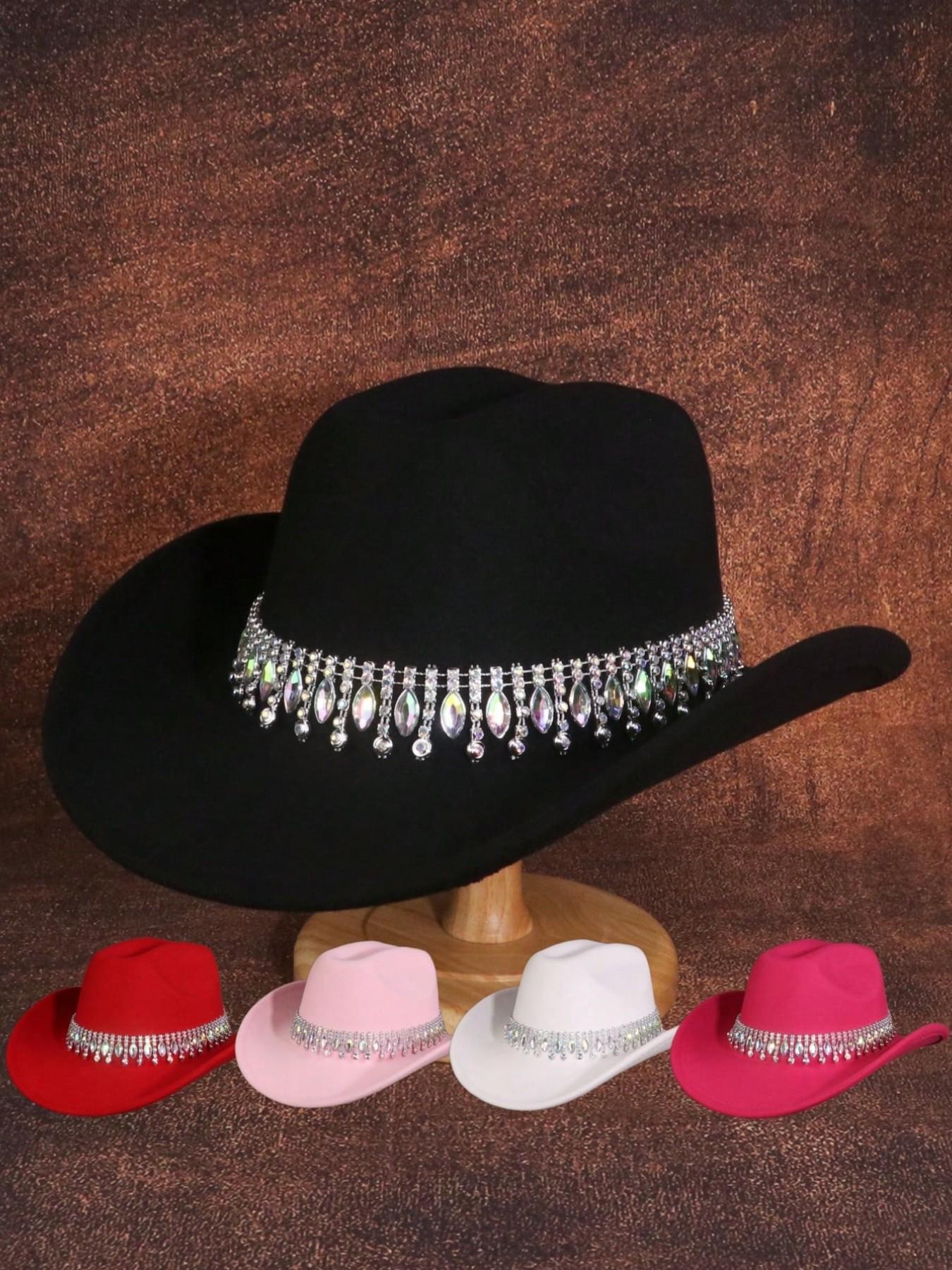 1PCS  Shimmering Rhinestone Cowboy Hat for Women, Lightweight Glittery Rhinestone Belt Cowboy Hat, Unique Wedding Party Outdoor Adventure Design