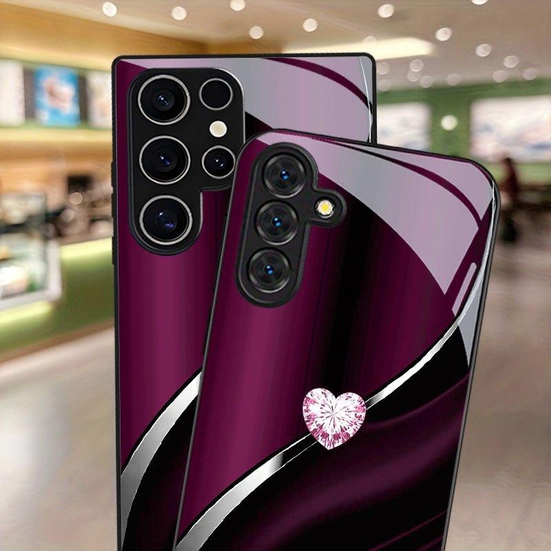 Phone Case - Glitter Heart Design Phone Case with Lens Protection for Samsung Galaxy S9+/S10/S20+/S20 Ultra/S21 5G/S21+/S22/S23 PLUS/S24 Plus/S25/S25 Edge/Note 9/Note 10/Note 10+/Note 20/Note 206 Ultra/Anti-Drop Tempered Glass Protective Case