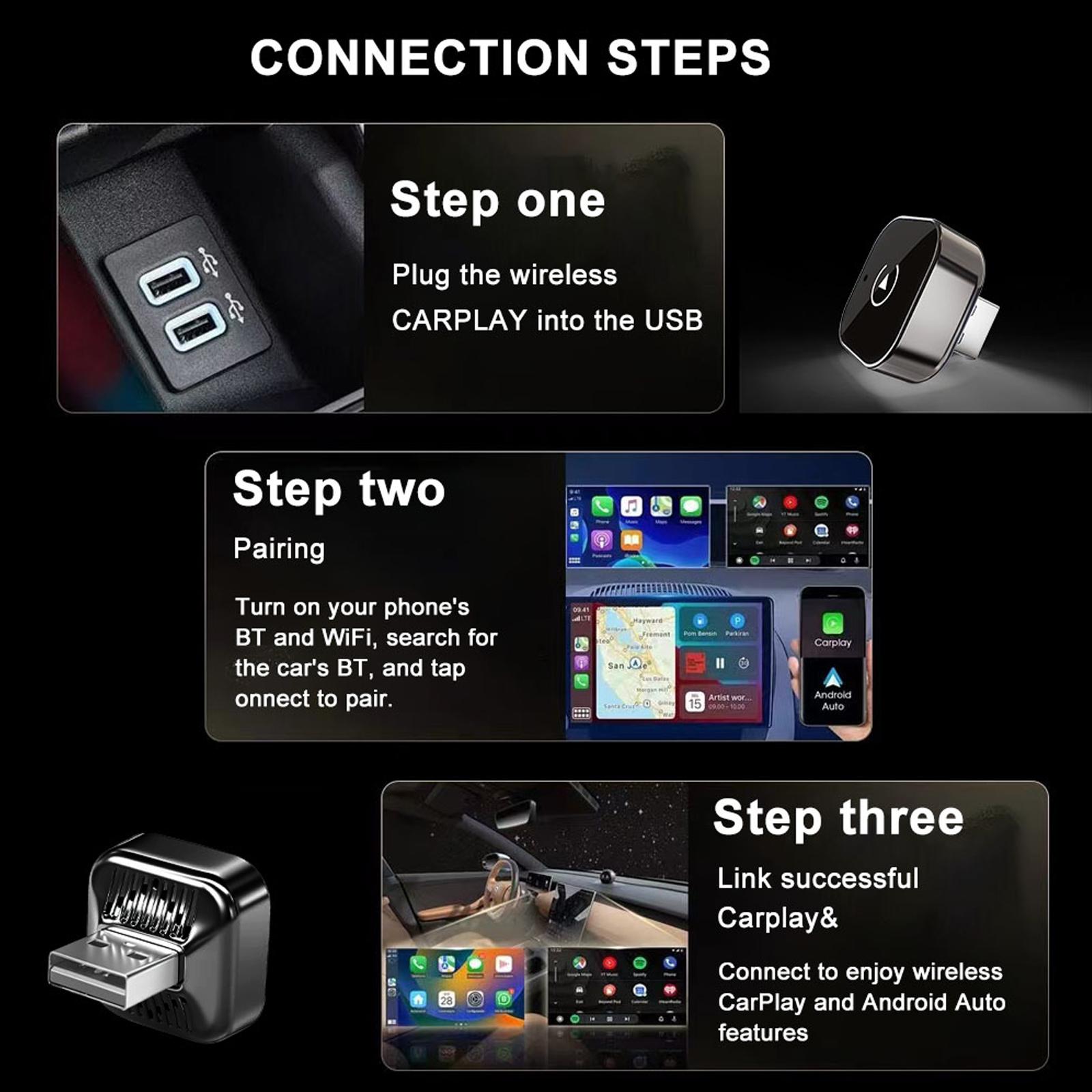 2026 Upgraded Wireless Carplay Adapter, Portable In-Car Display, 2-In-1 Wireless Carplay & Android Auto, Mini USB Design, Plug & Play