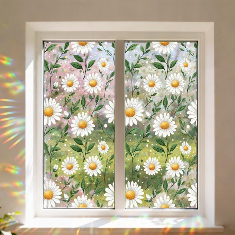 Spring Sunlight Rainbow Window Stickers, 4 Designs Including Lemon Lily Daisy Sunflower, Privacy Shield, Home Decor, Room Decoration