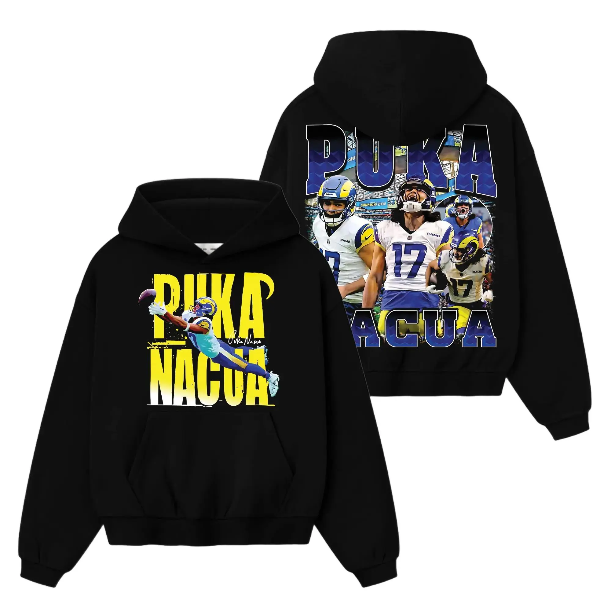 [Sale Up To 50%]Unisex Makea Puka Nacua 17 Bootleg For Rams Nation Cotton Hoodie  (Made In US), The Rams Faithful Fans Outfit, Game Day Outfits, Gift For Football Fans, Football Graphic Hoodie