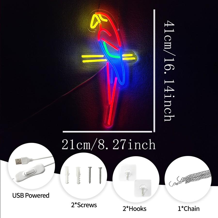 Parrot Neon Sign for Wall Decor LED Neon Light USB Powered Neon Art signs