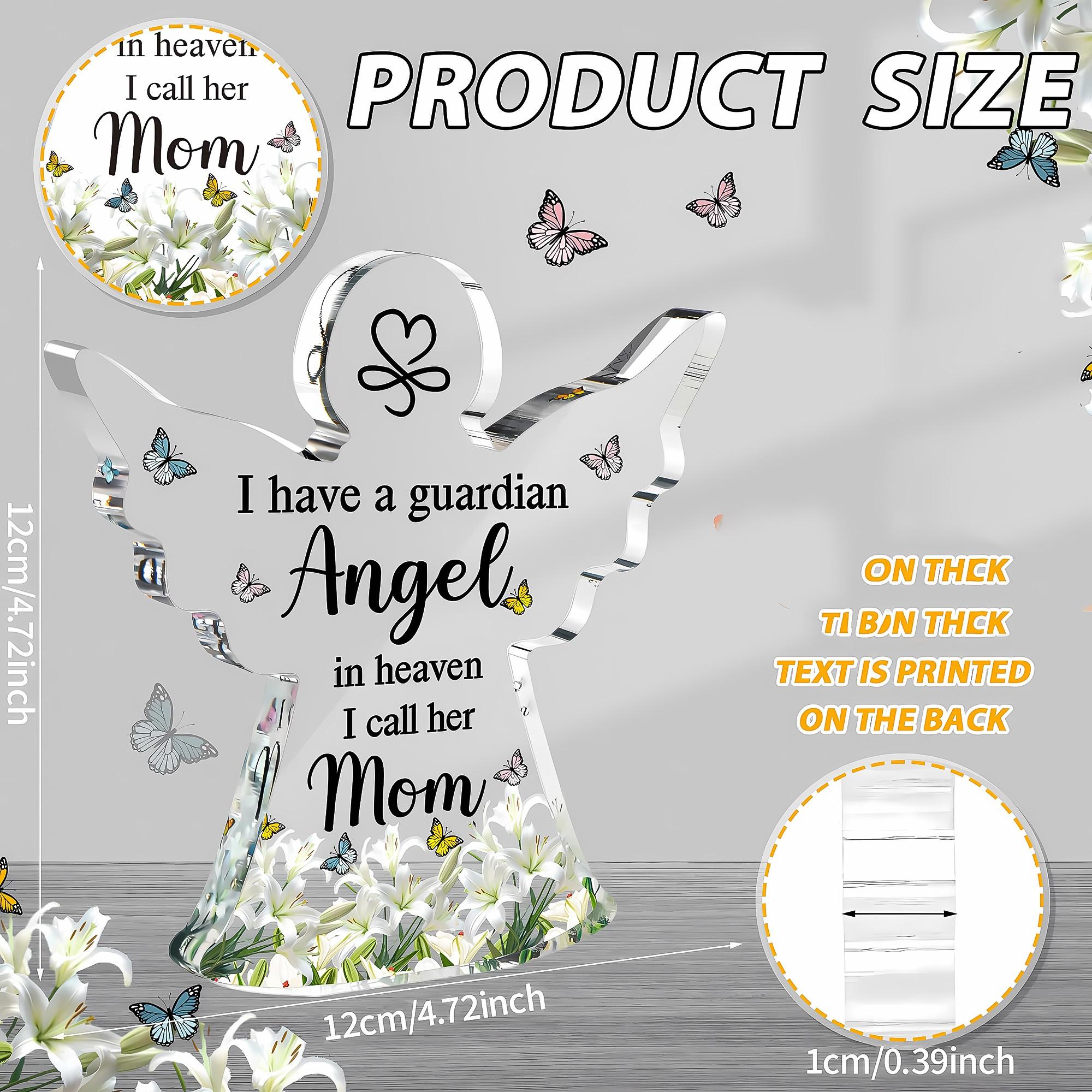Sympathy Acrylic Angel Plaque Gift, Memorial Guardian Angel Mom Decor Sign, Bereavement Inspirational Mini Room Home Decor, Mothers Day Birthday